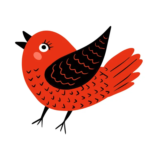Cute Scandinavian bird. Folk rural rustic fairytale style. Vector illustration — Stock Vector