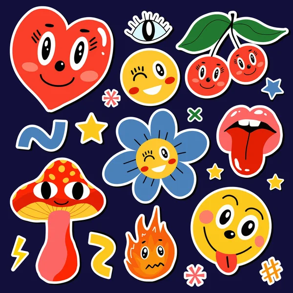 Cute Sticker Set Stock Illustration - Download Image Now - Sticker,  Emoticon, Rainbow - iStock