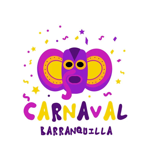 Barranquilla Carnival Poster. Carnival party masquerade template for your design. Vector illustration — 图库矢量图片