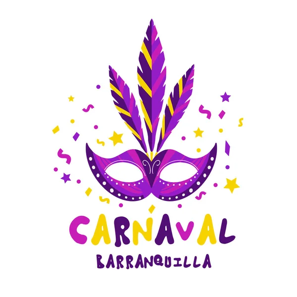 Barranquilla Carnival Poster. Carnival party masquerade template for your design. Vector illustration — 图库矢量图片