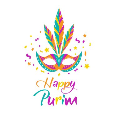 Purim 'in kutlu olsun. Çok renkli maskeyi kutlayan karnaval