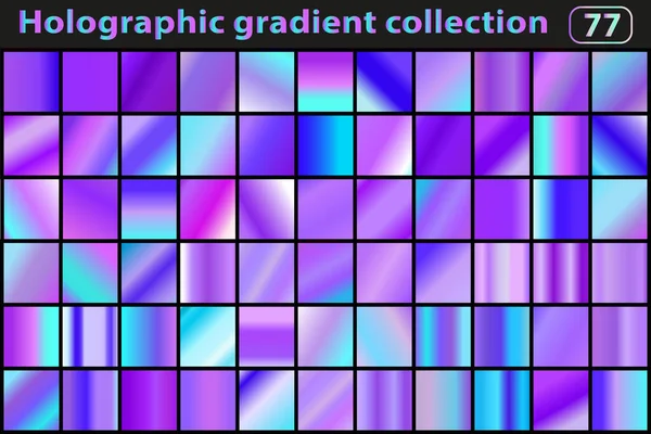 Conjunto holográfico de gradientes. Muestras de color. Gradiente moderno de neón o colección de fondo. Color muy pery 2022. Ilustración vectorial. — Archivo Imágenes Vectoriales