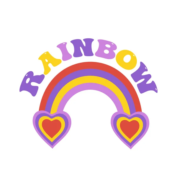 Rainbows tipografía eslogan para la impresión de camisetas, tee diseño gráfico. Hippie texto de relojería para su diseño. Ilustración vectorial — Vector de stock
