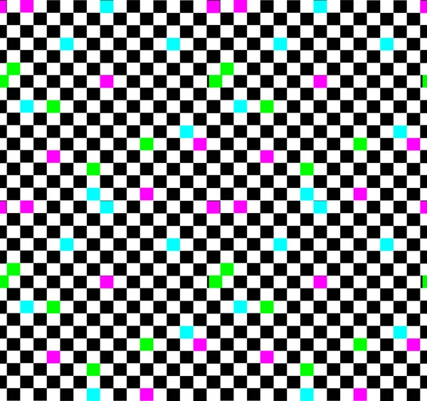 Kein Signal TV Retro-TV-Testmuster mit farbigen RGB-Balken und VHS-Glitch-Effekt. Hintergrund im Vaporwave und Retrowave-Stil — Stockvektor
