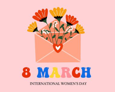 Bahar çiçekleri. Laleler. 8 Mart için tebrik kartı. Çiçek açan çiçeklerin olduğu bir poster, klasik bir karalama. Robot resim. Hipster çiçek dizaynı. Vektör illüstrasyonu.