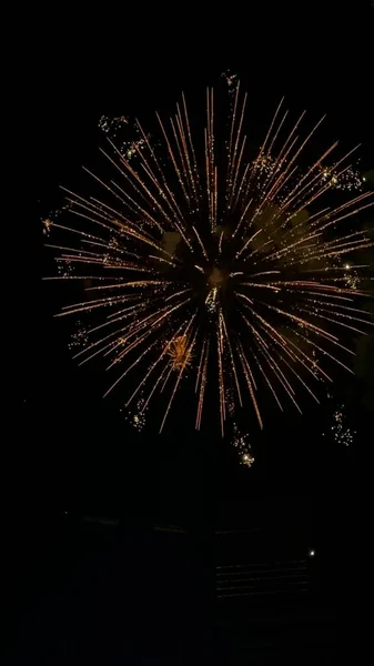 Fireworks Black Background Golden Sparks Firecrackers Isolated — Foto Stock
