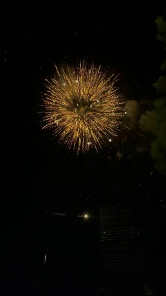 Fireworks Black Background Golden Sparks Firecrackers Isolated — Foto Stock