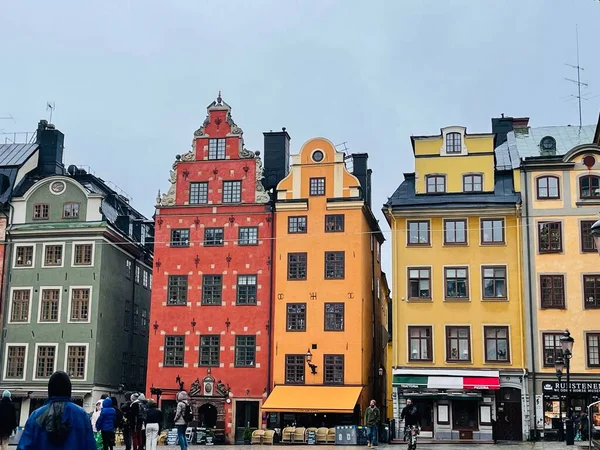 Sztokholm Szwecja Kwiecień 2022 Wąska Ulica Starego Miasta Gamla Stan — Zdjęcie stockowe
