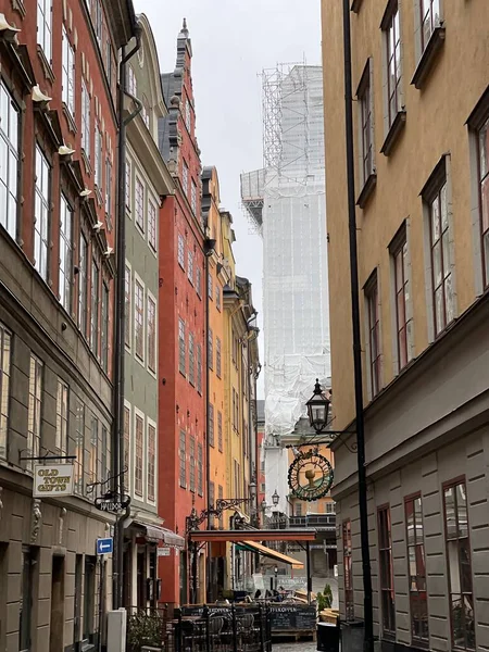 Стокгольм Швеция Апрель 2022 Года Узкая Улица Старого Города Гамла — стоковое фото