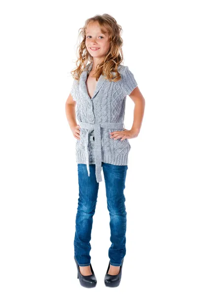 Cute little girl who loves clothes — Stock Photo, Image