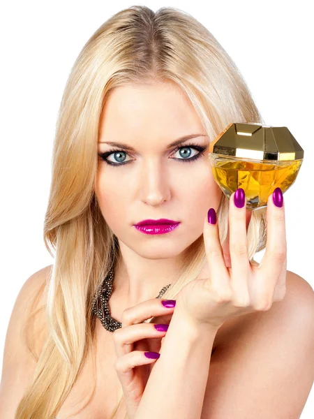 Beautiful woman with perfume — Stock Photo, Image