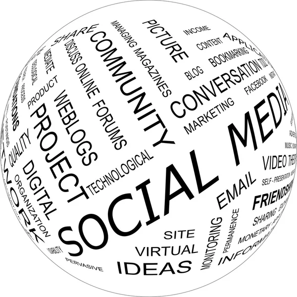 SOCIAL MEDIA - word cloud — Stock Vector