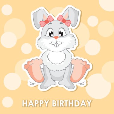 sevimli tavşan, doğum günü için tebrik kartı