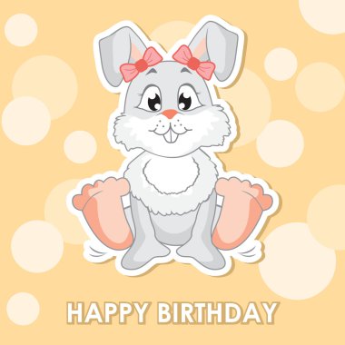 sevimli tavşan, doğum günü için tebrik kartı