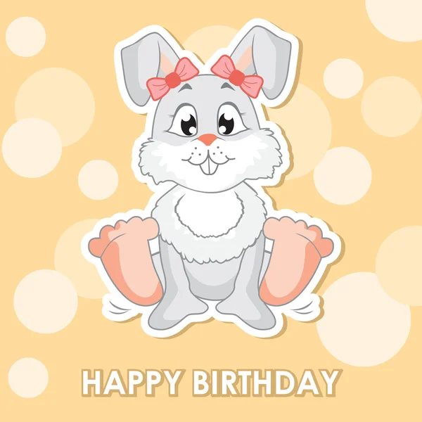 Coelhinho bonito, cartão de felicitações para o aniversário — Vetor de Stock