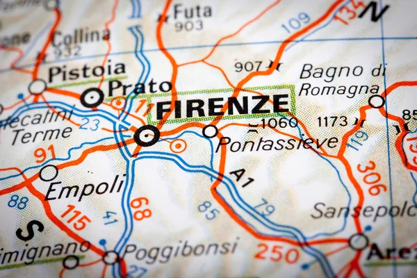 Firenze bir yol haritası üzerinde — Stok fotoğraf