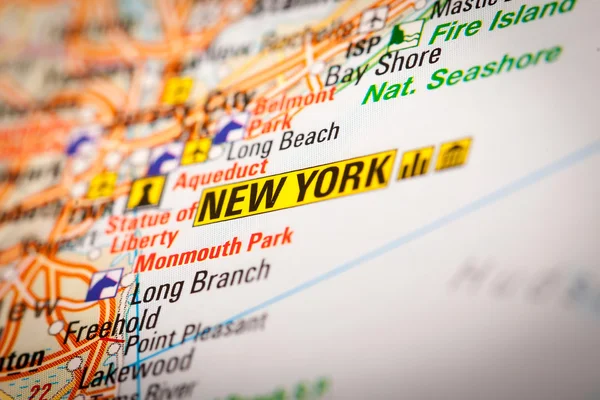 New York City su una Road Map — Foto Stock
