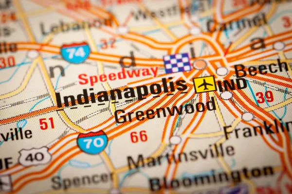 Indianapolis město na cestovní mapě — Stock fotografie
