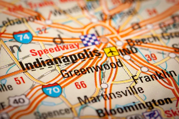 Indianapolis City no mapa da estrada — Fotografia de Stock