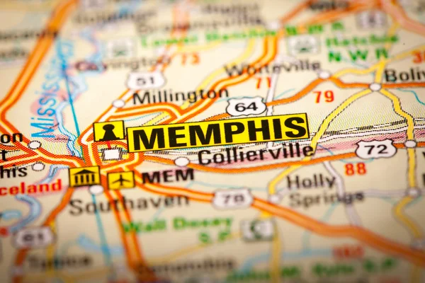 Memphis City on a Road Map — Stock Photo, Image