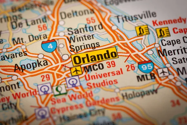 Orlando city på en färdplan — Stockfoto