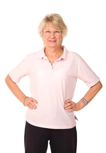 Senior lady stretching before exercise — Stock Photo, Image