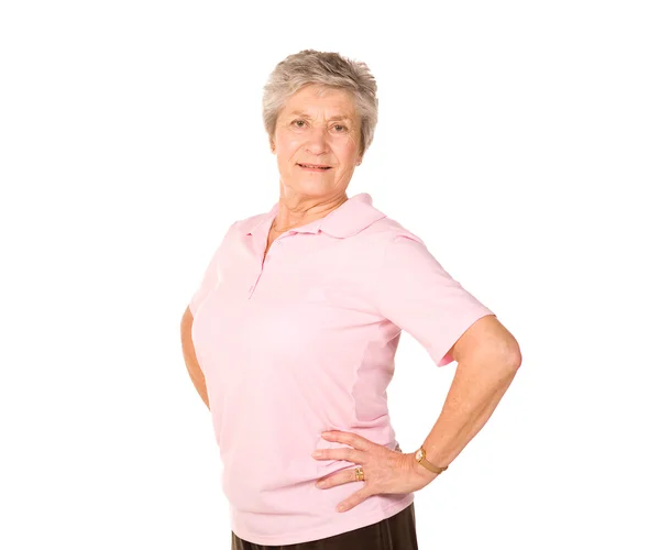 Senior lady stretching before exercise — Stock Photo, Image