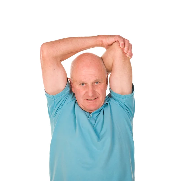 Uomo anziano stretching — Foto Stock
