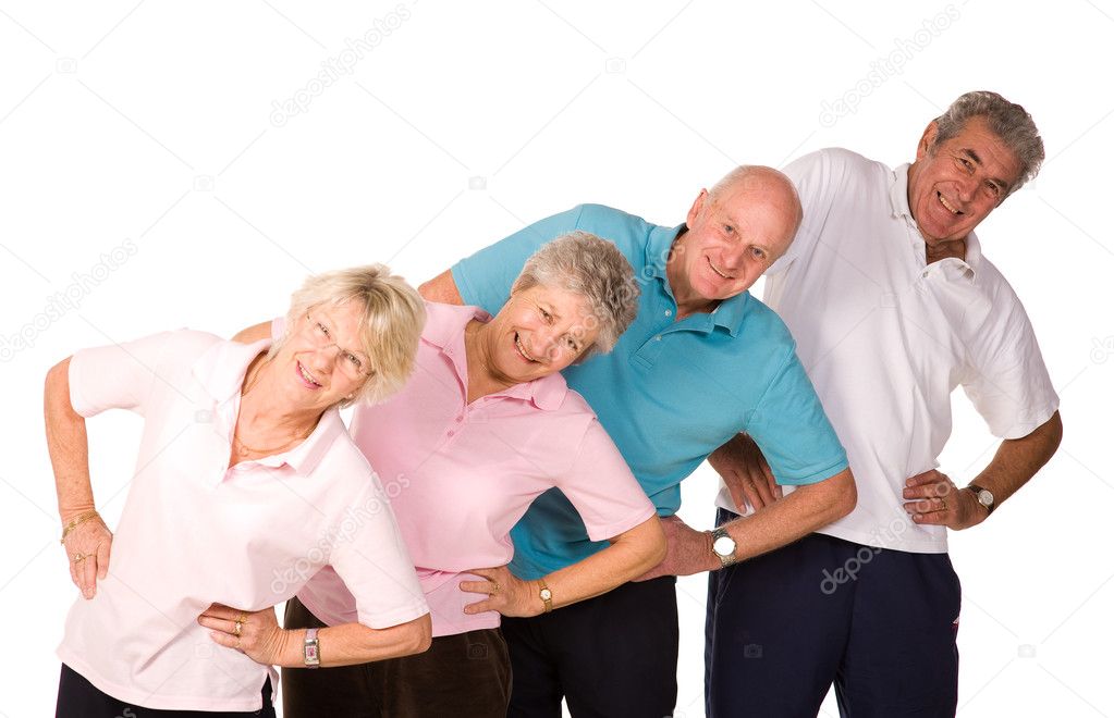 Group of mature people stretching