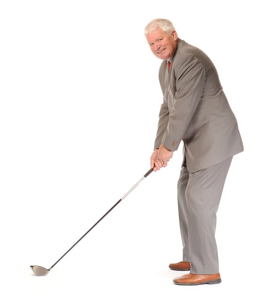 Erfolgreicher Geschäftsmann mit Golfschläger — Stockfoto