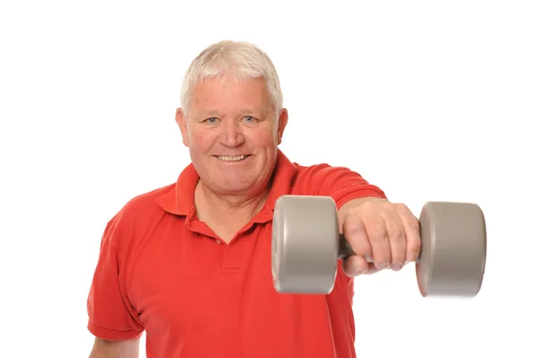 Hombre jubilado mayor haciendo ejercicio — Foto de Stock