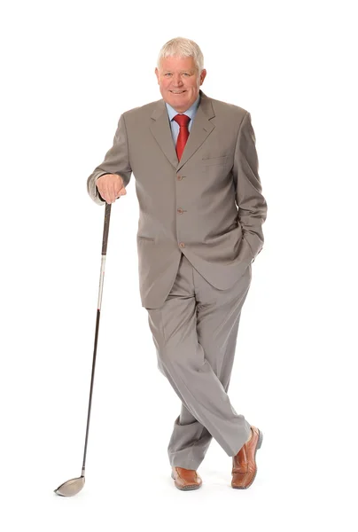 Successful mature businessman with golf club Stock Photo