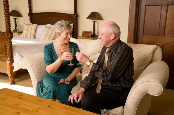 Senior couple celebrating — Stock Photo, Image