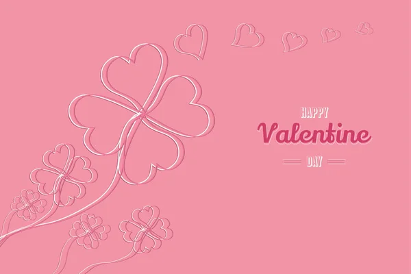Concept Saint Valentin Forme Coeur Contour Fleur Fond Rose Amour — Image vectorielle