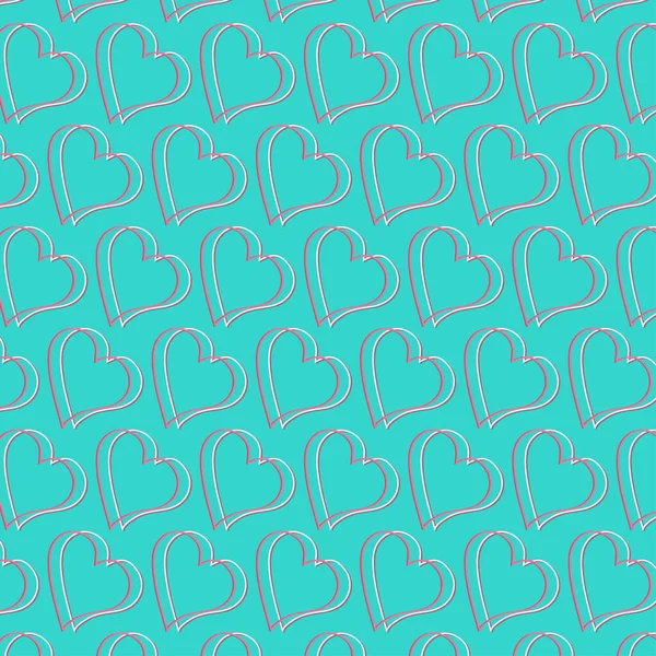 Seamless Pattern Line Heart Background Love Concept Valentine Day Vector — Stock Vector