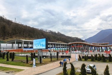 kare arkasında krasnaya polyana tren istasyonu, sochi, Rusya Federasyonu