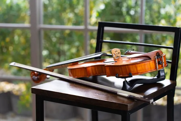 Close Violino Cadeira — Fotografia de Stock