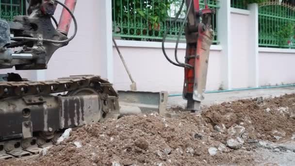 Backhoe Byl Použit Vykopání Ulice Potrubí Vody — Stock video