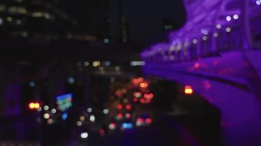 Defocused Footage of Vehicles Running on Street at Night in Bangkok Thailand