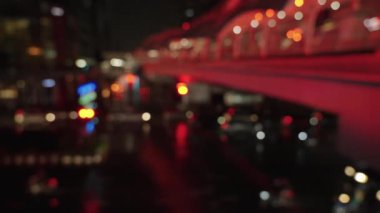 Defocused Footage of Vehicles Running on Street at Night in Bangkok Thailand