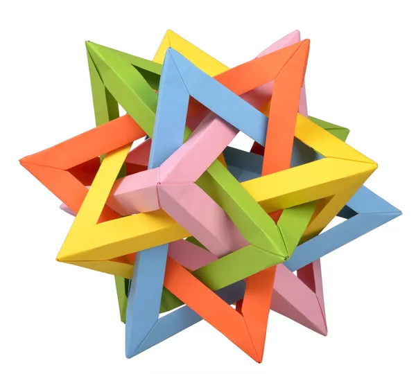 Origami Five Intersecting Tetrahedra — Stock Photo, Image