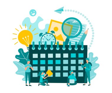 Ofis işi Bitiş Tarihi Takvim çalışması konsepti vektör çizimi