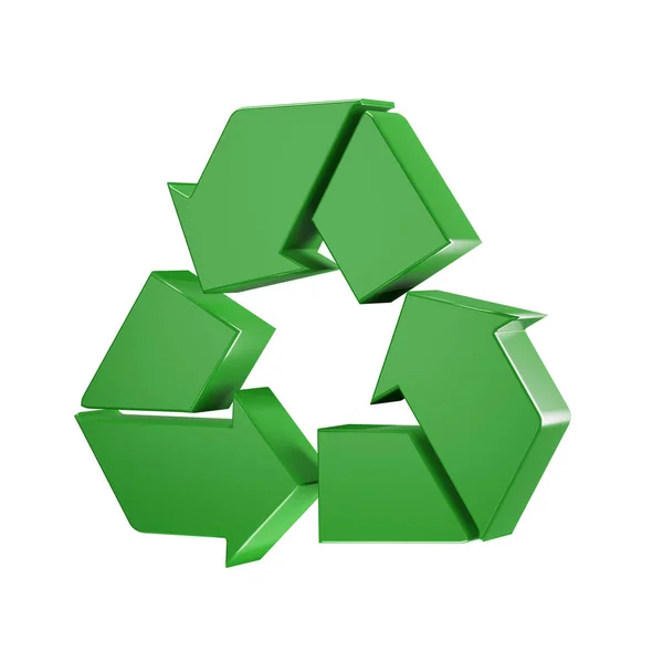 Återvinning Tecken Ikon Grön Färg Rendering Illustration Tecken Återvinning Råvaror — Stockfoto