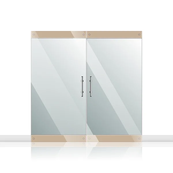 Стеклянная дверь с хромированными серебряными ручками — стоковое фото