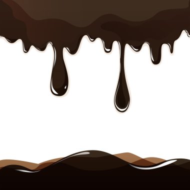 Beyaz arka plan vektör sette damlayan eritilmiş çikolata