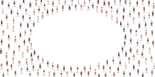 Crowd patrón de la gente establecido en estilo plano. Ilustración vectorial hombres y mujeres aislados sobre fondo blanco — Vector de stock