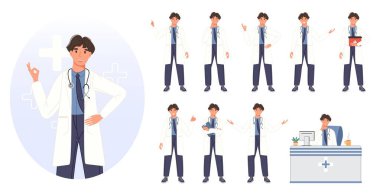 Ön cephe doktor takımı hazır. Tıbbi personel karakterleri. Düz bir şekilde vektör illüstrasyonu
