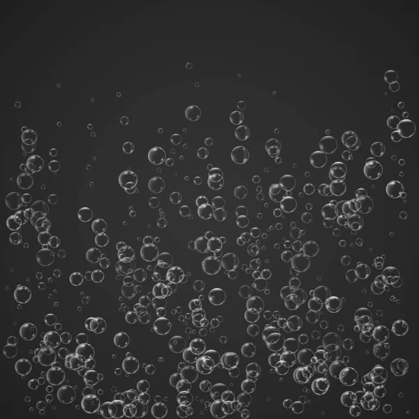 Bubbles stream under water fizzing sparkles soda pop, champagne. Vector illustration on transparent background — Stock Vector