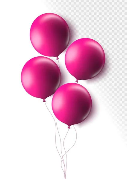 Realistic pink 3d balloons isolated on transparent background. Air balloons for Birthday parties, celebrate anniversary, weddings festive season decorations. Helium vector round balloon. — Stock Vector