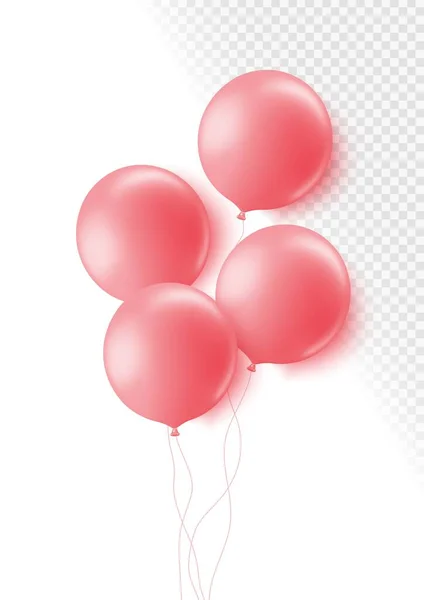 Ballons réalistes rose 3d isolés sur fond transparent. Air ballons pour les fêtes d'anniversaire, célébrer anniversaire, mariages décorations de la saison des fêtes. Ballon rond vecteur hélium. — Image vectorielle